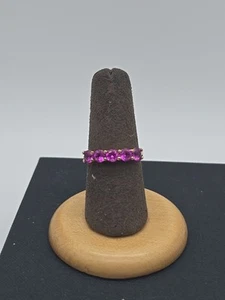 Anillo de oro sobre plata de ley y granate rosa talla 7 - Imagen 1 de 7