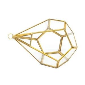 Glass Geometric Terrarium Container Modern Hanging Planter Windowsill Decor - Picture 1 of 7