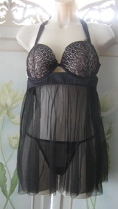 Victoria's Secret Peluche Encaje Bandas Transparente Falda con Tanga Bragas Talla 36C - Imagen 1 de 5