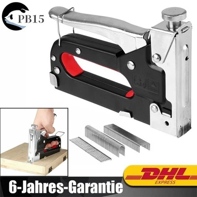 Handtacker Set Tackerpistole für Holz Stoff Möbel Dachpappe mit 600 Heftklammern - Bild 1 von 4