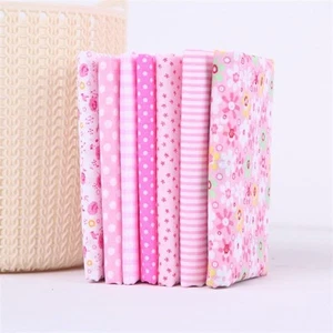 7Pcs Top Pink Cotton Craft Fabric Bundle Squares Patchwork DIY Sewing Scrapbo... - Picture 1 of 5