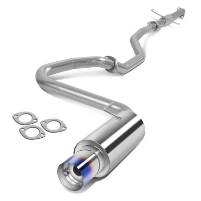 STAINLESS 2.25" EXHAUST CATBACK 4"BURNT MUFFLER TIP+SILENCER FOR TOYOTA SCION - Image 1 of 4