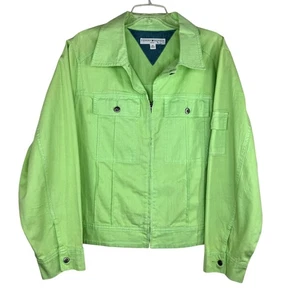 Tommy Hilfiger Jacket Womens 2X Green Zip Front Utility Cotton Blend Pockets - Picture 1 of 11