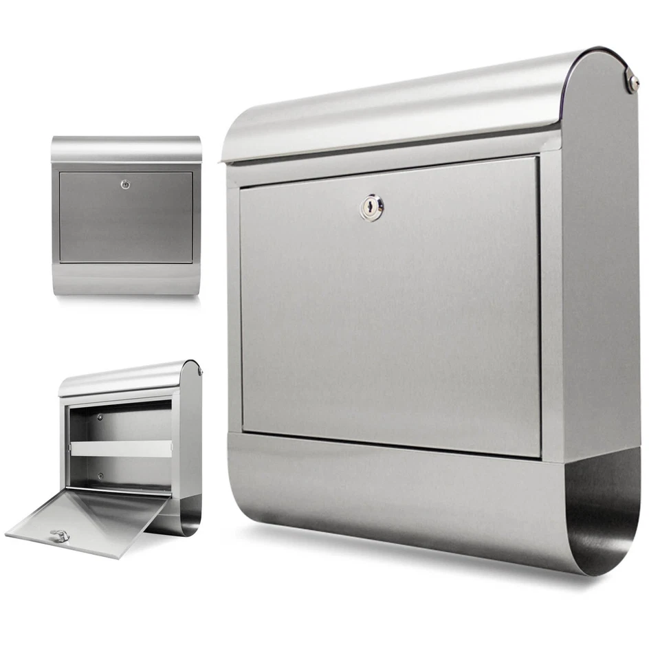 Großer banjado Edelstahl Briefkasten mit Zeitungsfach Postkasten Mailbox A4 - Bild 1 von 4