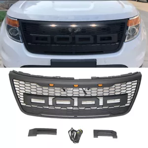 Parachoques delantero con luces LED parrilla de aire negro apto para Ford Explorer 2011-2015 - Imagen 1 de 5