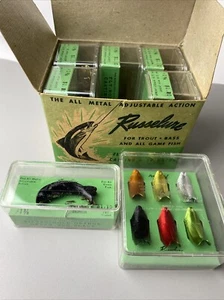 Russelure Dealer Box Black w/ 6 Jackets 1 5/8" Orginal Boxes Intructions - Picture 1 of 21