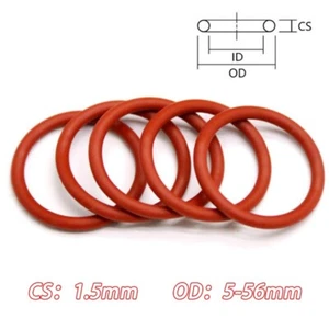 1.5mm Cross Section O Rings VMQ Silicone Food Grade 5mm-56mm OD High Temperature - Picture 1 of 12