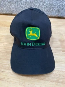 John Deere Mens Hat One Size Black Baseball Cap Logo Embroidered Casual Snapback - Picture 1 of 10