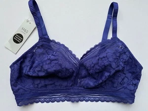 BNWT M&S Non Wired Bralet Non Padded All Over Lace Sz 20 (D-E cup) Ultraviolet - Foto 1 di 4