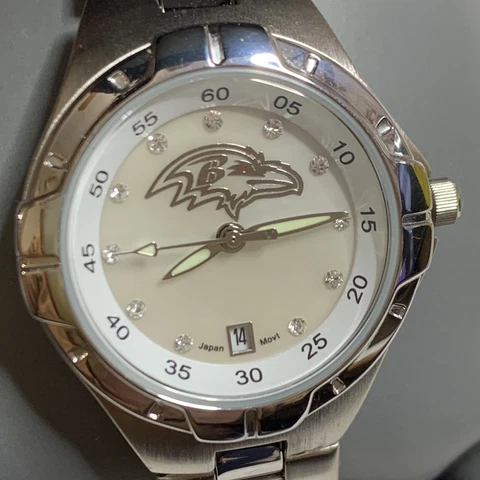 Baltimore Ravens Pearl Womans Bracelet Watch MOP Dial Stainless Steel Date 2007 Cover