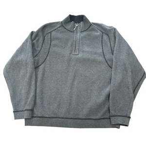 Tommy Bahama Black Brown Reversible Pullover 1/4 Zip Jacket Long Sleeve Q1 - Picture 1 of 7