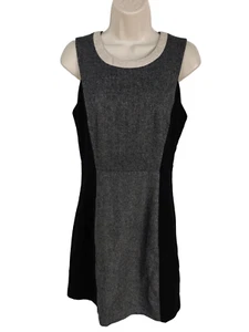 OLIVER BONAS UK 10 GREY/BLACK PANELLED FORMAL WOOL MIX WORK SHORT TAILORED DRESS - Picture 1 of 4