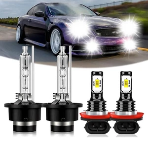 For Infiniti G37 2008-2013 8000K LED/HID Headlight High Low+Fog Light Bulbs Kit - Picture 1 of 9