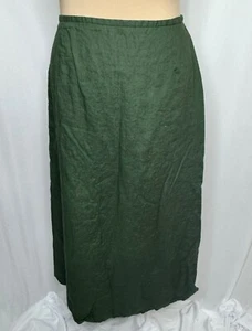 90s Apostrophe 100% Linen Green Long Skirt Size 16 Goth Lagenlook Modest - Picture 1 of 11