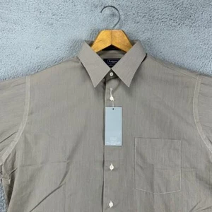 Haggar Collections Dress Shirt Adult 16.5 34-35 Brown Striped Button Up Mens NEW - Picture 1 of 9