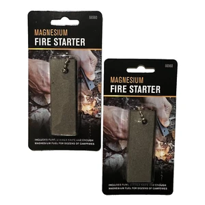 Confezione 2 Avviamento Fuoco Magnesio con Flint Striker Attrezzatura Campeggio Sopravvivenza Emergenza - Foto 1 di 2