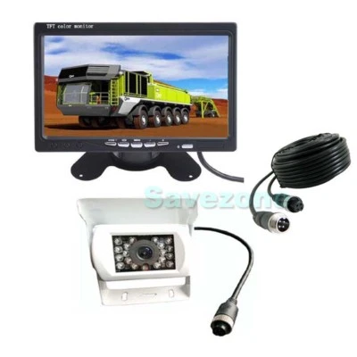 12V/24V White 4Pin Car Bus Truck Rear View Reversing Camera System + 7" Monitor - Image 1 of 4