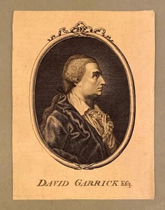 Antique Unframed 18th c Engraving of English Actor Playwright David Garrick Esq. - Picture 1 of 4