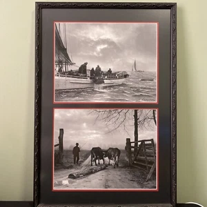 A Aubrey Bodine Black White Framed Matted Oysters Oxen Work Beautiful Signed - Picture 1 of 15