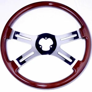 Volante de camión de alta resistencia de 18" - Cromo - 4 radios - Madera de caoba - Imagen 1 de 3