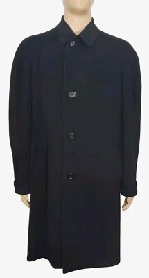 Hart Schaffner Marx Trompetista Plateado Vintage 100% CACHEMIRA Top Sobre Abrigo Negro Foto 1 de 4