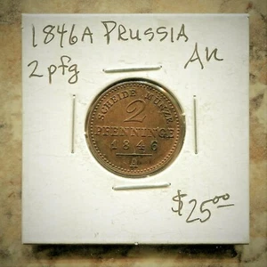 PRUSSIA - BEAUTIFUL HISTORICAL COPPER 2 PFENNIG, 1846 A, KM# 452 - Picture 1 of 3