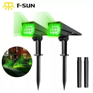 2er Set LED Solar Strahler Grün Solar-Leuchte Solarspot Garten Leuchte Spot IP65 - Bild 1 von 16