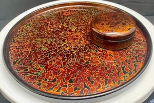 Vintage Aizu-Nuri Lackgeschirr Set einer Schmuckschatulle 3,2" & rundes Tablett 10", c1980 Exc - Bild 1 von 7