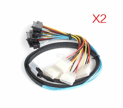 2PCS Mini SAS Power 36Pin SFF-8087 to 4 SFF-8482 29 pin with 4 SAS Cable 1M IDE - Image 1 of 4