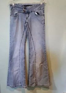 Pantalones de mezclilla bajos azul claro para mujer talla 3 30x31 Mudd Flare de colección Y2K años 90 - Imagen 1 de 5