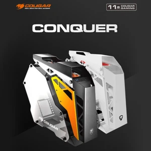 Computer Case COUGAR Conqueror White/Black ATX Tempered Glass Aluminum Alloy PC - Picture 1 of 28
