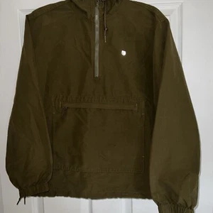 Giacca Brixton Uomo Piccolo Pullover Verde Con Cappuccio Mezza Cerniera Luce Tascabile - Foto 1 di 8