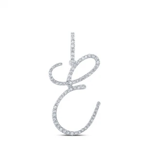 Colgante de oro blanco de 10kt redondo con letra inicial E de diamante para mujer 1/2 Cttw - Imagen 1 de 1
