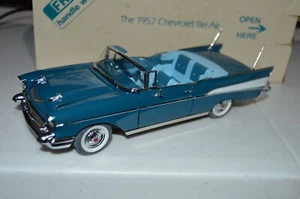 Danbury Mint 1957 Chevrolet Chevy Bel Air Convertible Blue 1/24 Diecast w/ Title - Picture 1 of 6