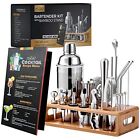 Mixology Bartender Kit With Bamboo Stand And Japanese Jigger 25Piece Bar Set Pro