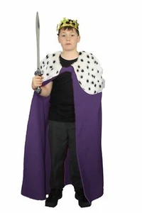 Childs King Queen Cape & Crown Christmas Nativity Fancy Dress [Age 8-12] - Picture 1 of 1