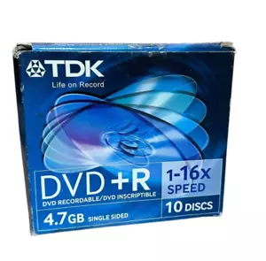 10x TDK DVD+R Rohlinge 4,7GB 120min 16x mit Jewel Case NEU OVP - Bild 1 von 2