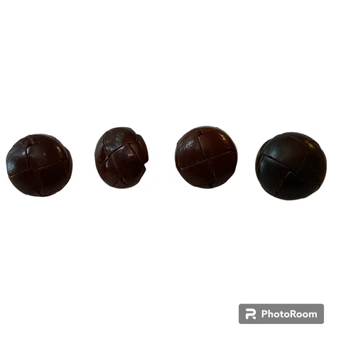 Leather Coat Buttons 1950s Domed Shank Woven Set of 4 Original Sewing Craft Cover