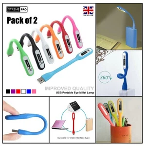 2 Xtreme Pro Flexible USB LED Lights Lamp For Reading Travelling Portable UK - Picture 1 of 12