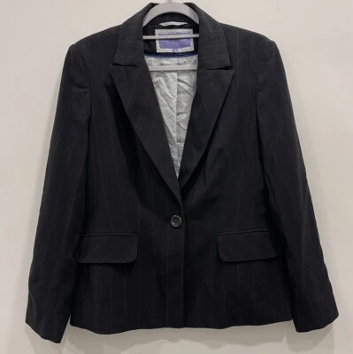 Autonomy Blazer 14 Striped Black Long Sleeves Button - Image 1 of 4