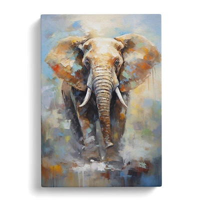 Elephant Impressionism No.2 Canvas Wall Art Print Framed Picture Home Decor - Image 1 of 4