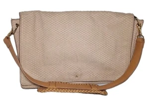 Etienne Aigner Suede Leather Fish Snake Scales Shoulder Handbag Light Taupe Tan - Picture 1 of 20
