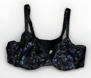 Savage Fenty Schwarz Blau Gold Spitze Schmetterlingsflügel Ungefüttert Tulpenschale UW BH 42DD - Bild 1 von 16
