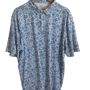 Polo uomo dritta down performance fiori hawaiani XXL blu bianco Mauna Lani - Foto 1 di 8