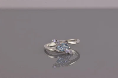 Anillo de plata esterlina apilado marquesa topacio azul circonita cúbica banda 925 talla: 8 Foto 1 de 4