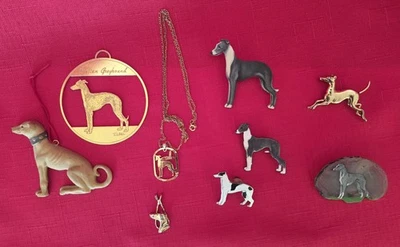 Итальянская борзая лот булавки кулоны украшения 9 шт. - Изображение 1 из 4