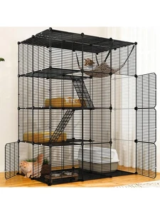 Cat Cage Indoor Large 4 Tier Metal Enclosure with Hammock DIY Playpen for Cats - Picture 1 of 13