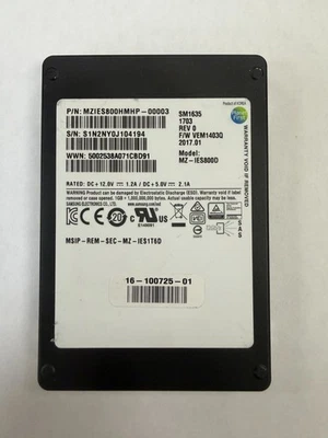 Samsung SM1635 800GB 2.5" SAS 12Gb/s Enterprise SSD MZ-IES800HMHP – Excellent - Image 1 of 3
