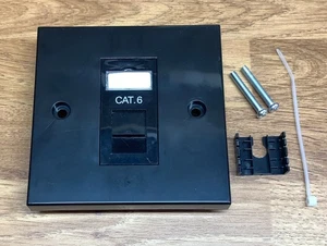 2x Module CAT6 CAT5E RJ45 Noir en Façade Simple 1 Port Prise de Données Réseau - Photo 1/4