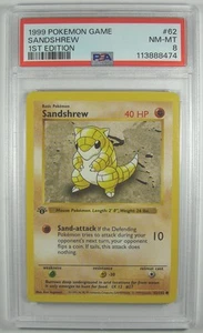 Pokémon 1999 Base Set 1ST EDITION SANDSHREW 62/102 PSA 8 RARE - Picture 1 of 2